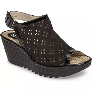 NWT Fly London Perforated Ybel Wedge Sandals $189